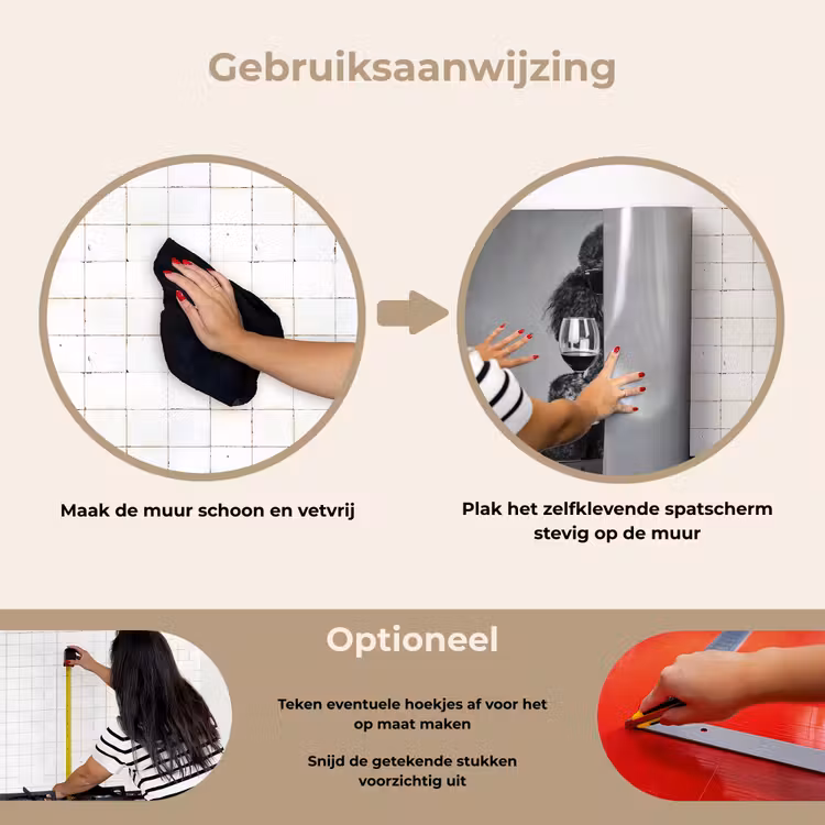 Hond - Krullen - Zonnebril - Wijn keuken achterwand spatscherm klein -gebruiksaanwijzing_NL