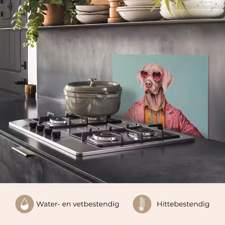 Hond - Overhemd - Bloemen - Bril keuken achterwand spatscherm klein -usp_NL