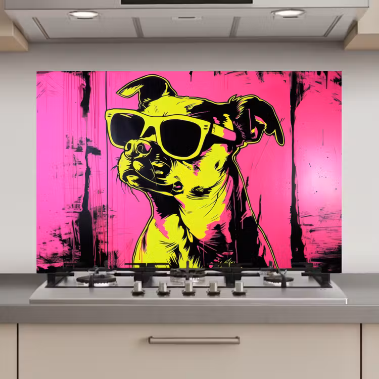 Hond - Zonnebril - Roze - Art keuken achterwand spatscherm klein -3d_website