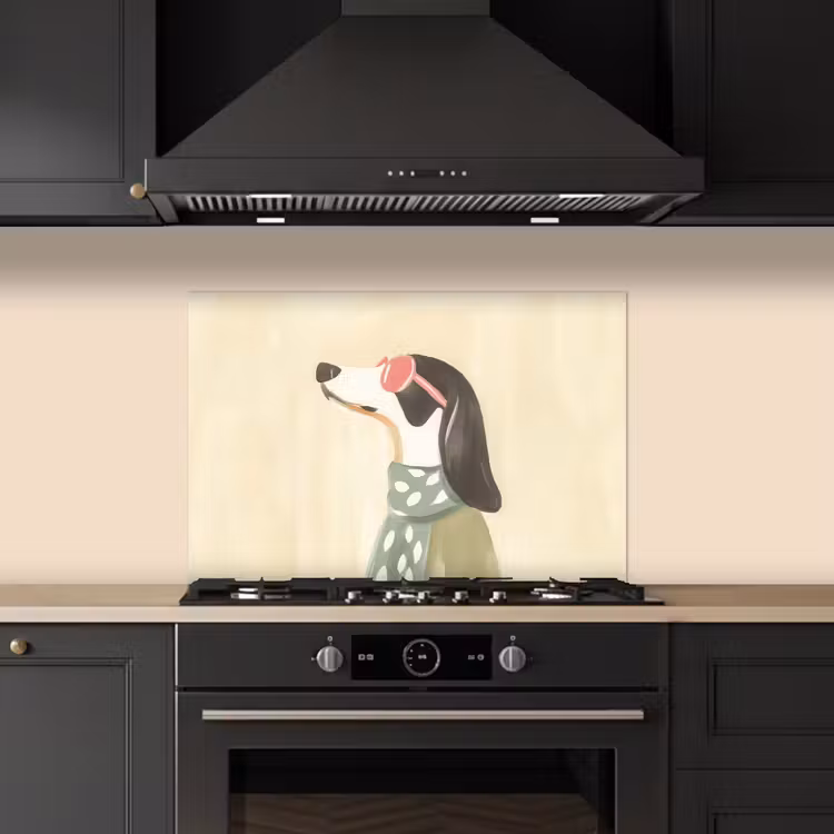 Hond - Zonnebril - Sjaal keuken achterwand spatscherm klein -sfeer1