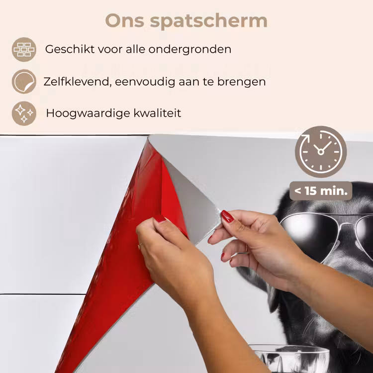 Hond - Zwart - Wijnglas - Zonnebril keuken achterwand spatscherm klein -spatscherm_NL