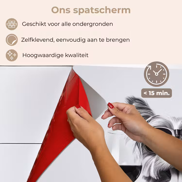 Hondje - Wijnglas - Zonnebril - Enthousiast keuken achterwand spatscherm klein -spatscherm_NL