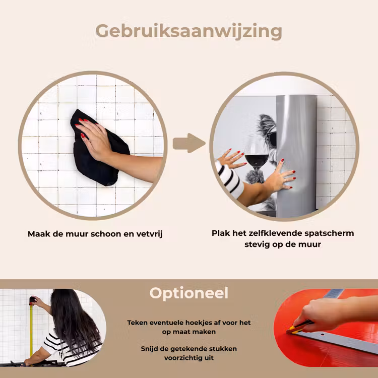Hondje - Wijnglas - Zonnebril - Enthousiast keuken achterwand spatscherm klein -gebruiksaanwijzing_NL