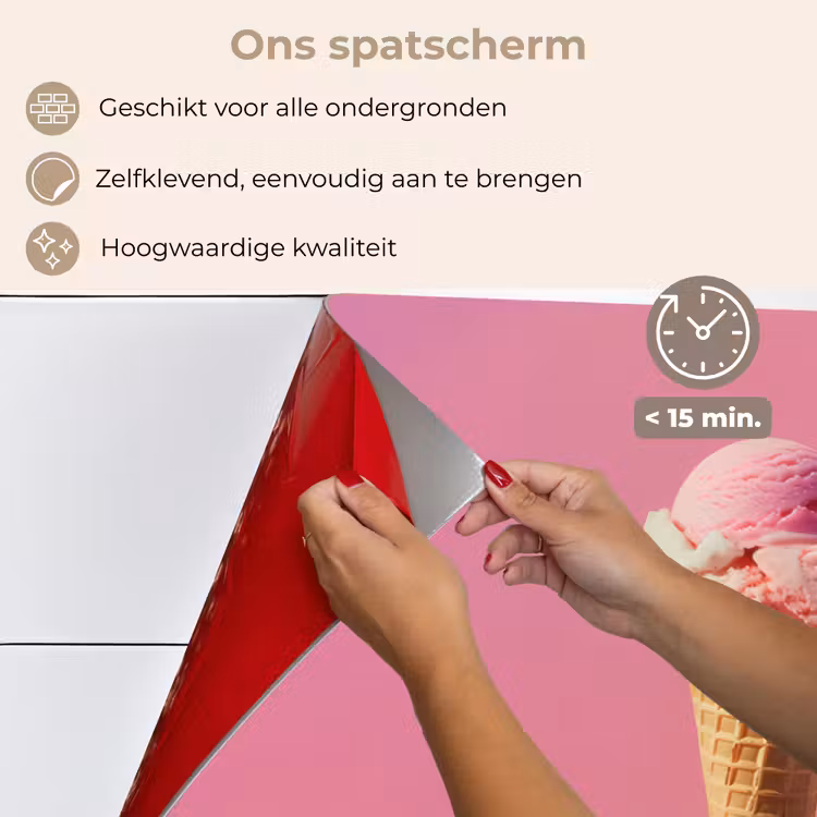 Hoorntje - Schepijs - Roze keuken achterwand spatscherm klein -spatscherm_NL