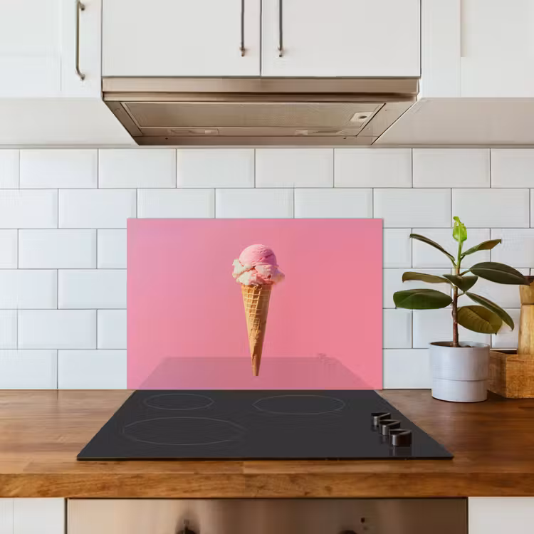 Hoorntje - Schepijs - Roze keuken achterwand spatscherm klein -sfeer2