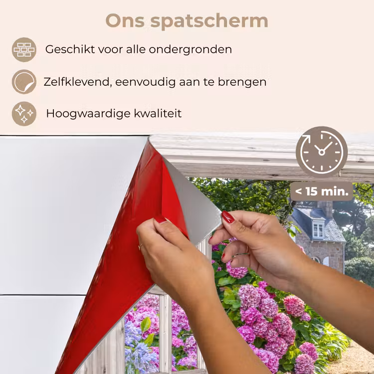 Hortensia - Doorkijk - Bloemen - Zomer - Paars - Pad keuken achterwand spatscherm klein -spatscherm_NL