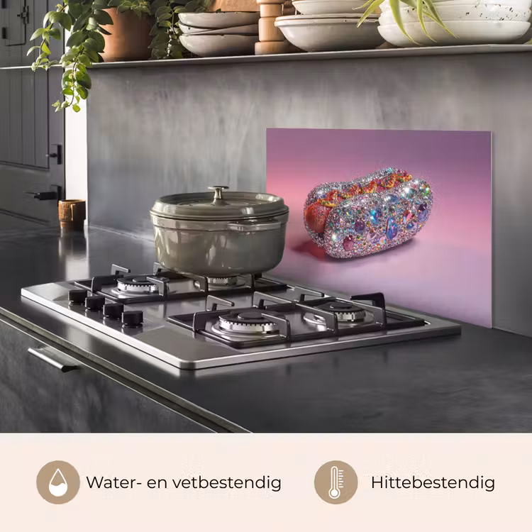 Hotdog - Steentjes - Glitters - Paars keuken achterwand spatscherm klein -usp_NL