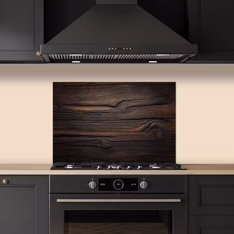 Hout - Grillige nerven keuken achterwand spatscherm klein -sfeer1