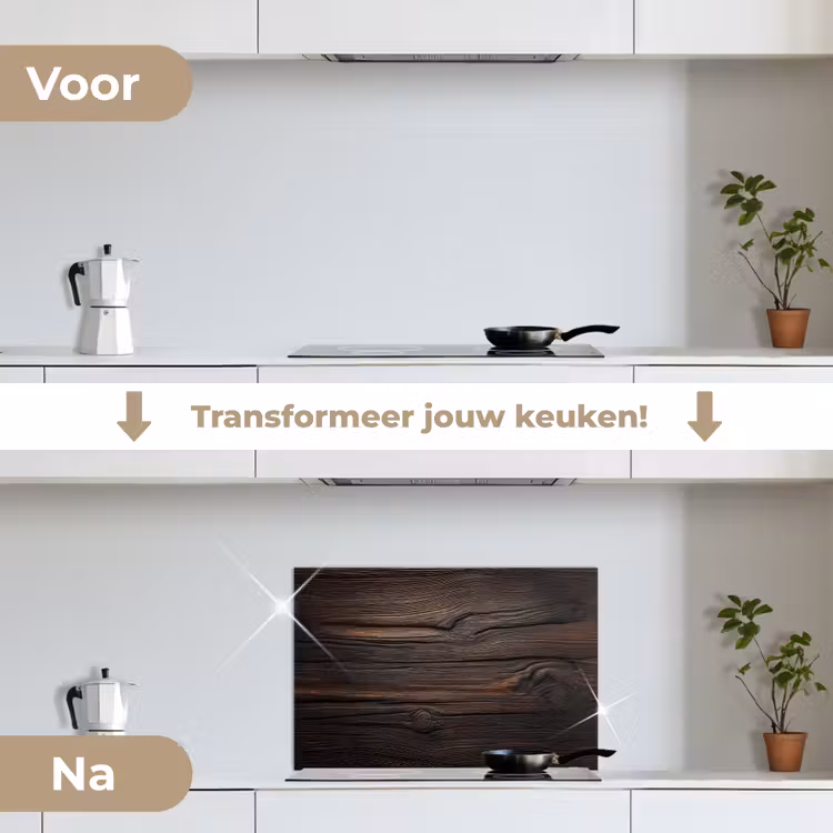 Hout - Grillige nerven keuken achterwand spatscherm klein -voor_na_NL