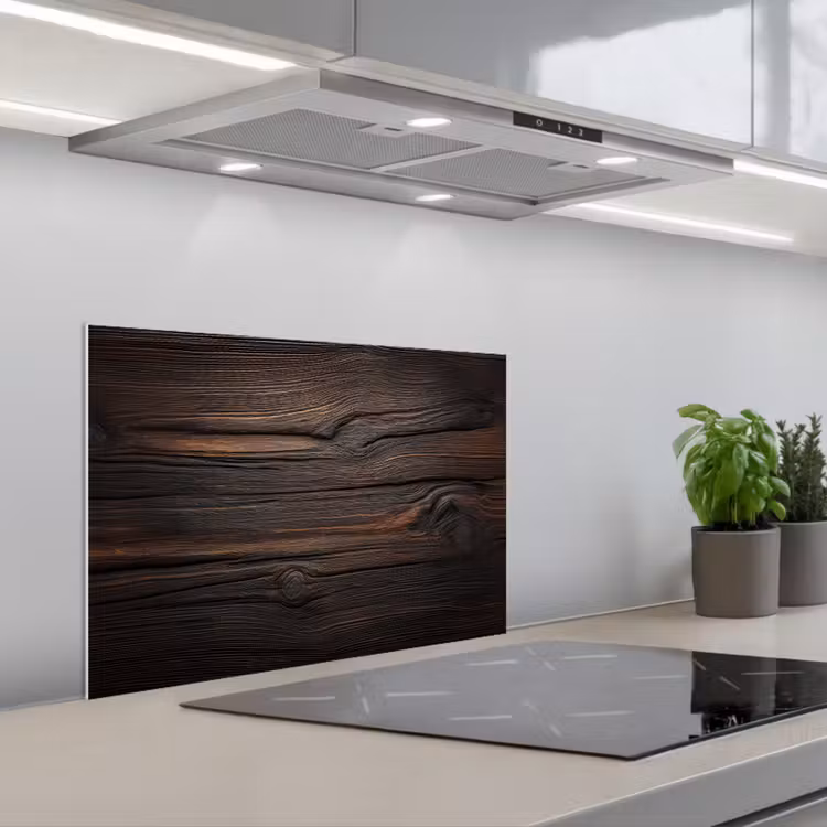 Hout - Grillige nerven keuken achterwand spatscherm klein -3d_schuin
