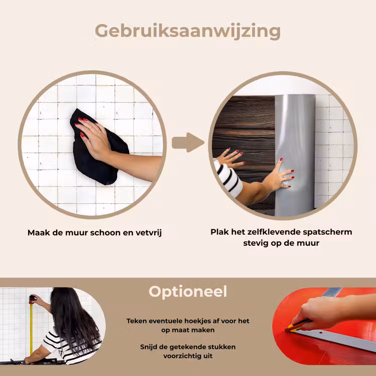 Hout - Grillige nerven keuken achterwand spatscherm klein -gebruiksaanwijzing_NL