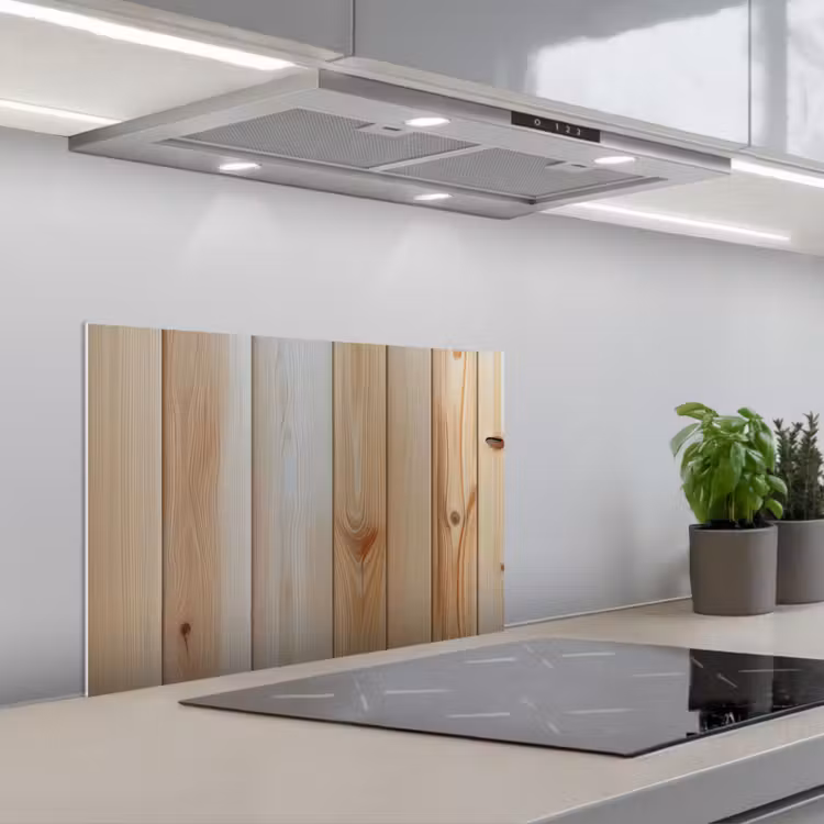 Hout - Planken - Licht keuken achterwand spatscherm klein -3d_schuin