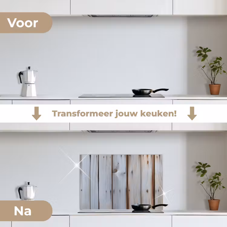 Hout - Planken - Verweerd keuken achterwand spatscherm klein -voor_na_NL