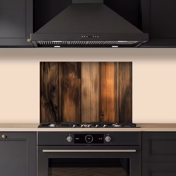 Hout - Rustiek - Donkere Planken keuken achterwand spatscherm klein -sfeer1