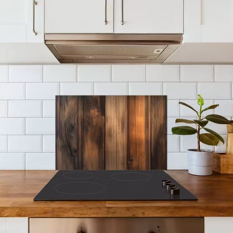 Hout - Rustiek - Donkere Planken keuken achterwand spatscherm klein -sfeer2