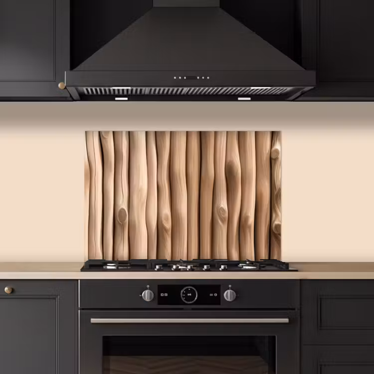 Hout - Stam - Lichtbruin keuken achterwand spatscherm klein -sfeer1