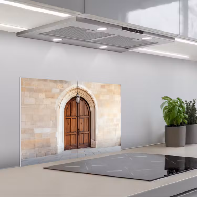 Houten - Deur - Lantaarn keuken achterwand spatscherm klein -3d_schuin