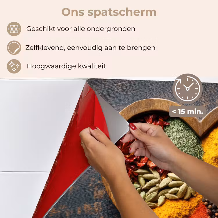 Houten - Hart - Kleurrijke - Specerijen keuken achterwand spatscherm klein -spatscherm_NL