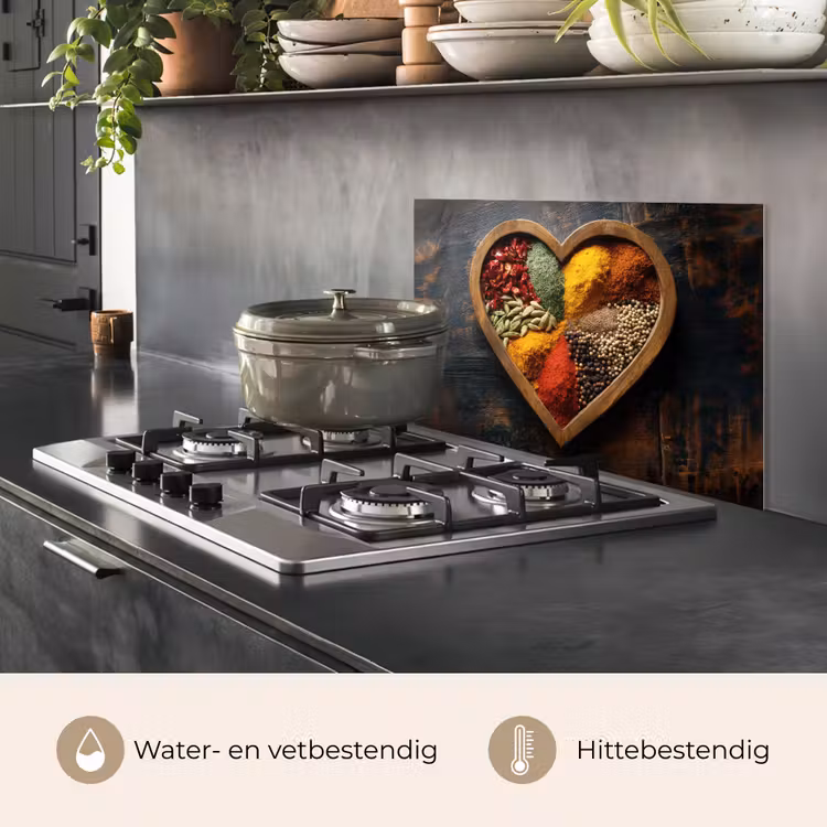 Houten - Hart - Kleurrijke - Specerijen keuken achterwand spatscherm klein -usp_NL