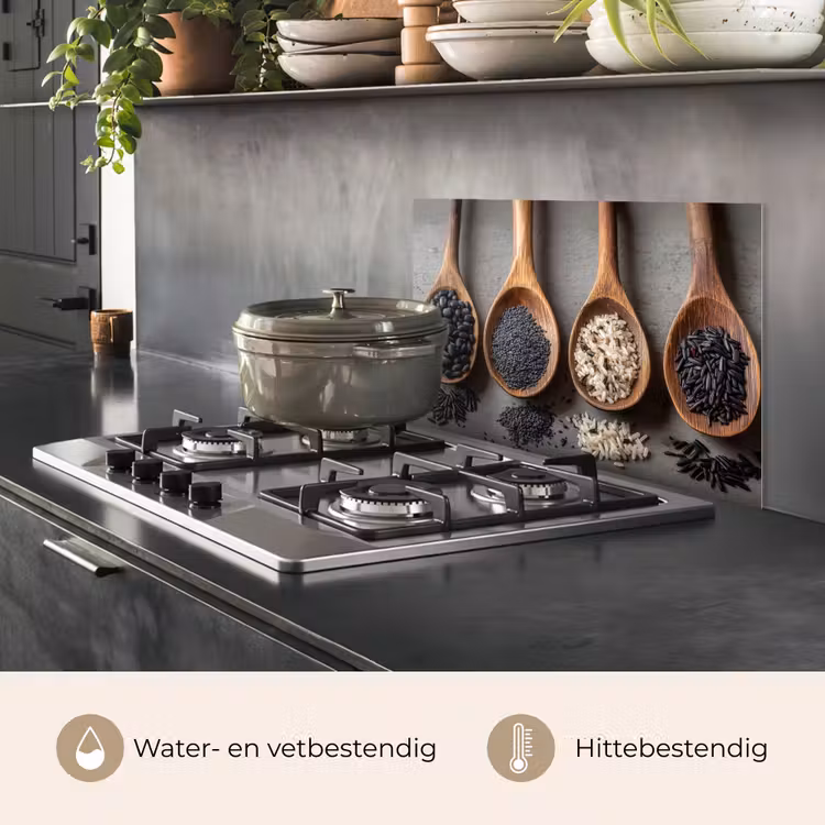 Houten - Lepels - Rijst - Zaden keuken achterwand spatscherm klein -usp_NL
