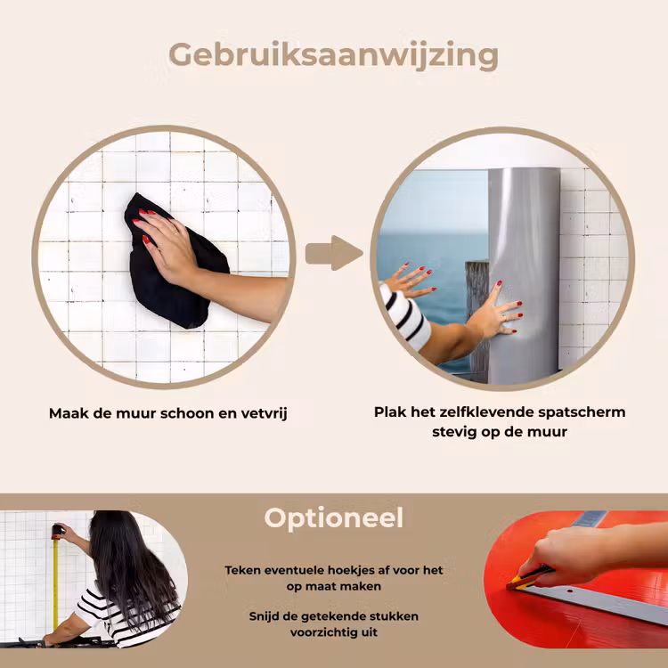 Houten steiger - Helderblauwe lucht keuken achterwand spatscherm klein -gebruiksaanwijzing_NL