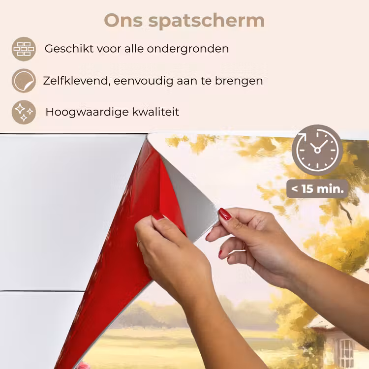 Huisje - Hout - Bloemen keuken achterwand spatscherm klein -spatscherm_NL