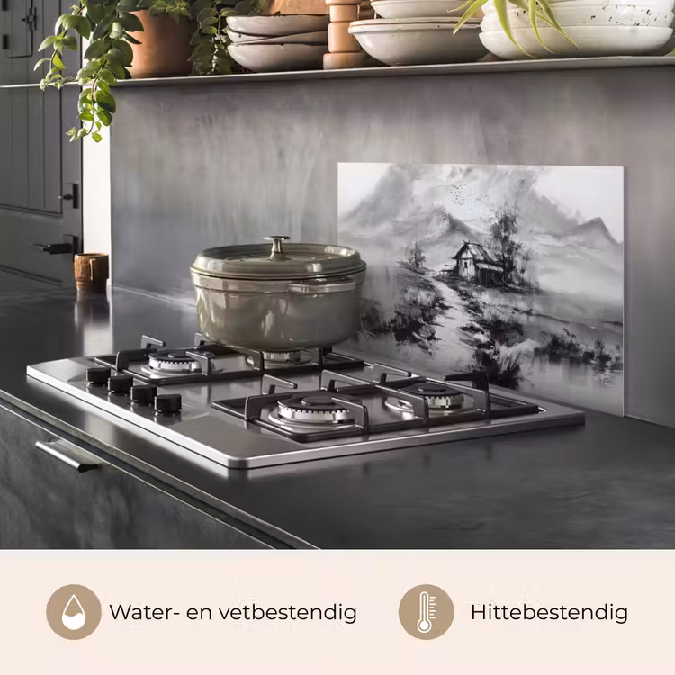 Hut - Grijs - Bergen - Mistig keuken achterwand spatscherm klein -usp_NL