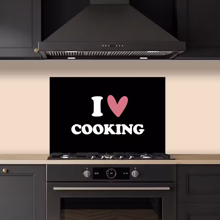 I love cooking - Koken - Hartje - Kookliefhebber - Kok - Spreuken keuken achterwand spatscherm klein -sfeer1