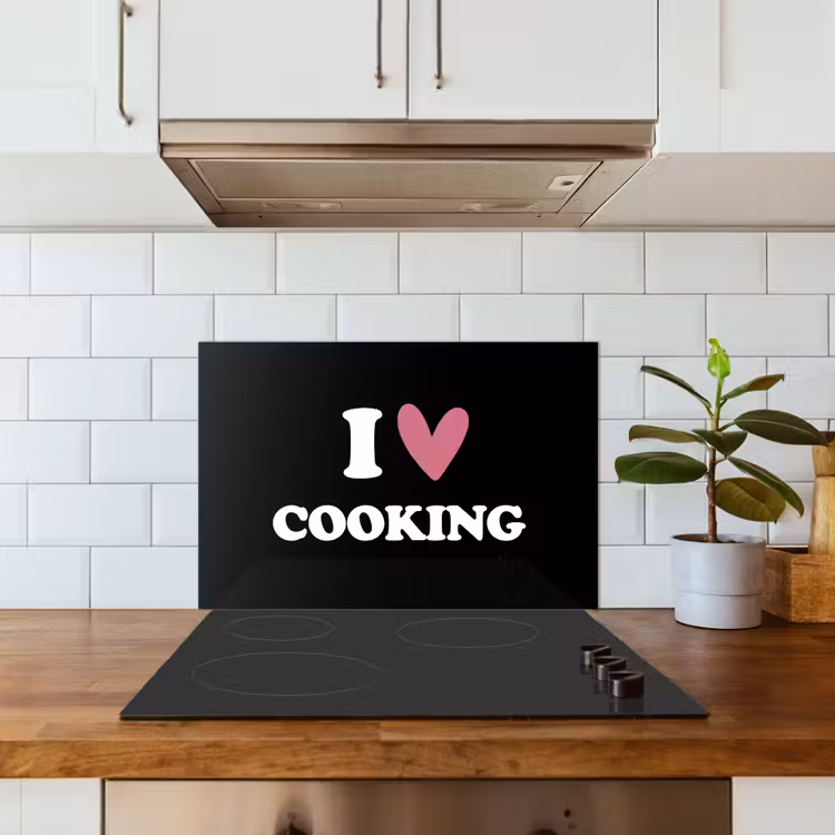 I love cooking - Koken - Hartje - Kookliefhebber - Kok - Spreuken keuken achterwand spatscherm klein -sfeer2