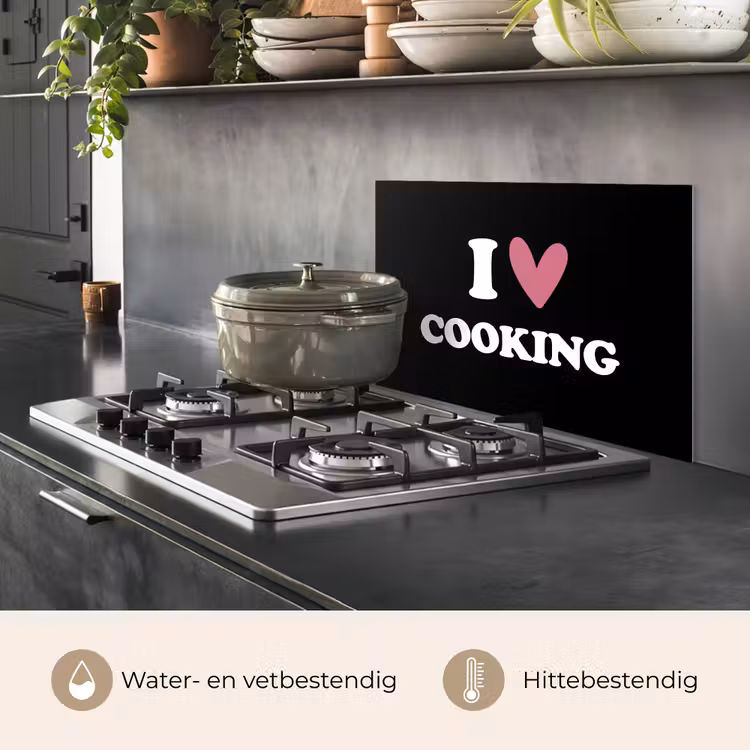I love cooking - Koken - Hartje - Kookliefhebber - Kok - Spreuken keuken achterwand spatscherm klein -usp_NL