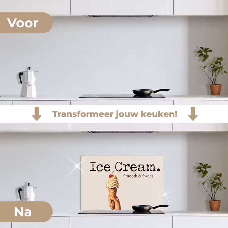 Ice cream - Softijs - Kleurrijk - Kers keuken achterwand spatscherm klein -voor_na_NL