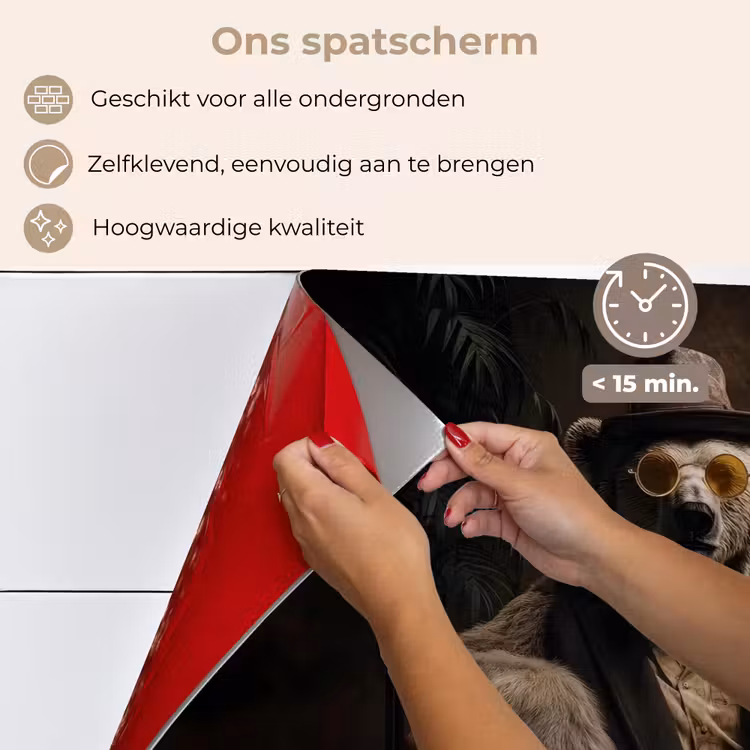 Ijsbeer - Hoed - Bril - Stoel keuken achterwand spatscherm klein -spatscherm_NL