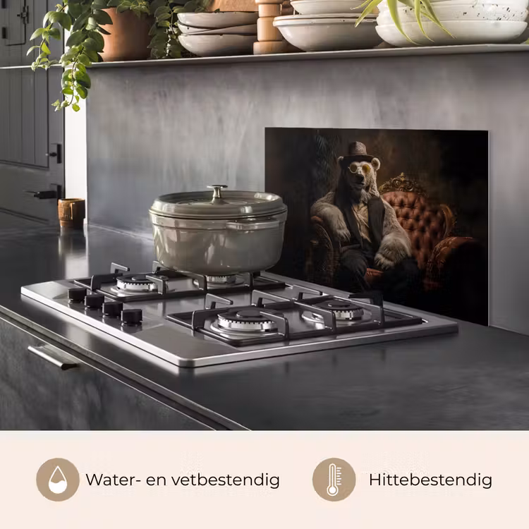 Ijsbeer - Hoed - Bril - Stoel keuken achterwand spatscherm klein -usp_NL
