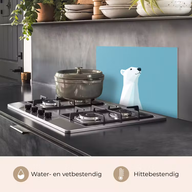 Ijsbeer - Lichtblauw - Minimalistisch keuken achterwand spatscherm klein -usp_NL