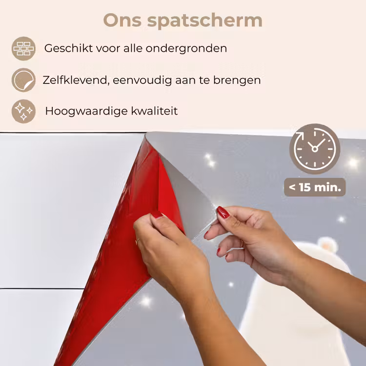 Ijsbeer - Sneeuw - Sterren - Blauw keuken achterwand spatscherm klein -spatscherm_NL