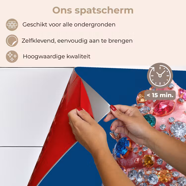 Ijsje - Hoorntje - Steentjes - Blauw keuken achterwand spatscherm klein -spatscherm_NL
