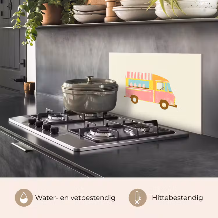 Ijskar - Retro - Softijsjes - Roze keuken achterwand spatscherm klein -usp_NL