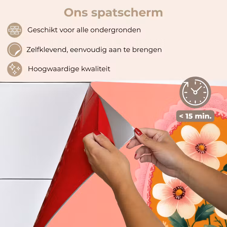Illustratie - Bloemen - Rand - Roze keuken achterwand spatscherm klein -spatscherm_NL