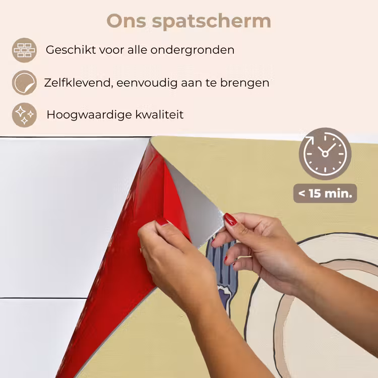 Illustratie - Bord - Bestek - Beige keuken achterwand spatscherm klein -spatscherm_NL
