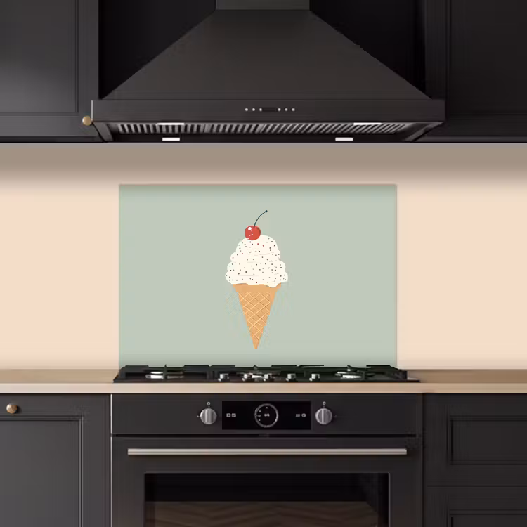 Illustratie - Ijsje - Spikkels - Kers keuken achterwand spatscherm klein -sfeer1