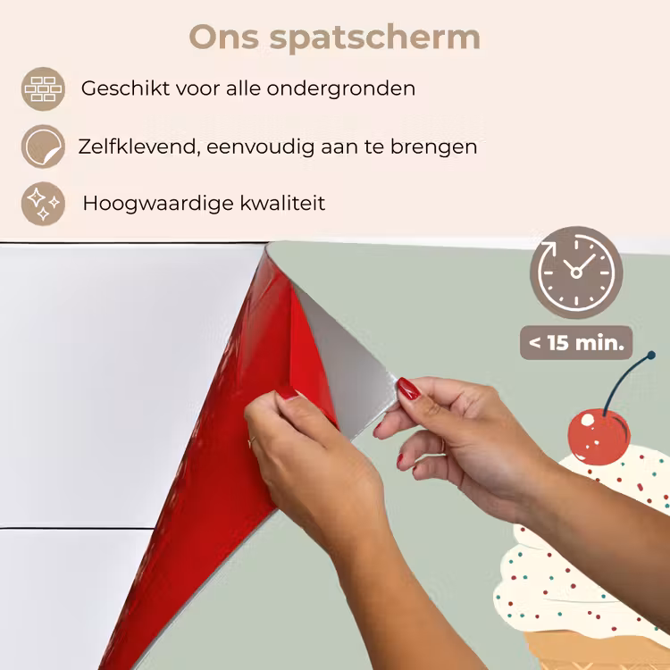 Illustratie - Ijsje - Spikkels - Kers keuken achterwand spatscherm klein -spatscherm_NL