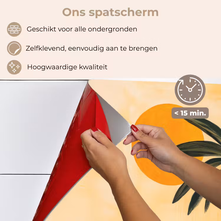 Illustratie - Palmboom - Zon - Heuvels keuken achterwand spatscherm klein -spatscherm_NL