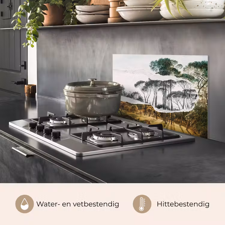 Italiaans landschap parasoldennen - Kunst - Hendrik Voogd - Schilderij - Zwart wit - Oude meesters keuken achterwand spatscherm klein -usp_NL
