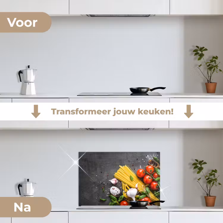 Italiaanse Kookinspiratie keuken achterwand spatscherm klein -voor_na_NL