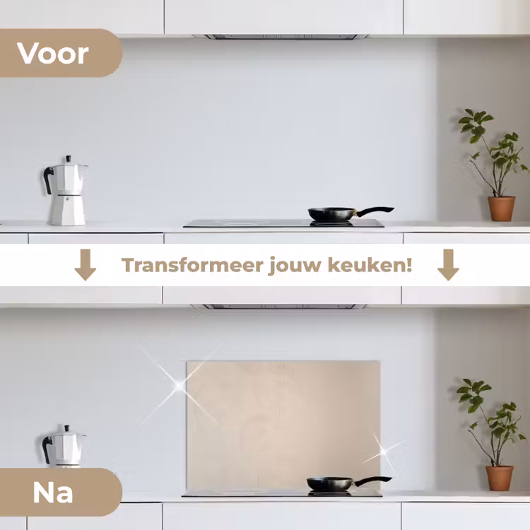 Japandi - Beige - Modern keuken achterwand spatscherm klein -voor_na_NL