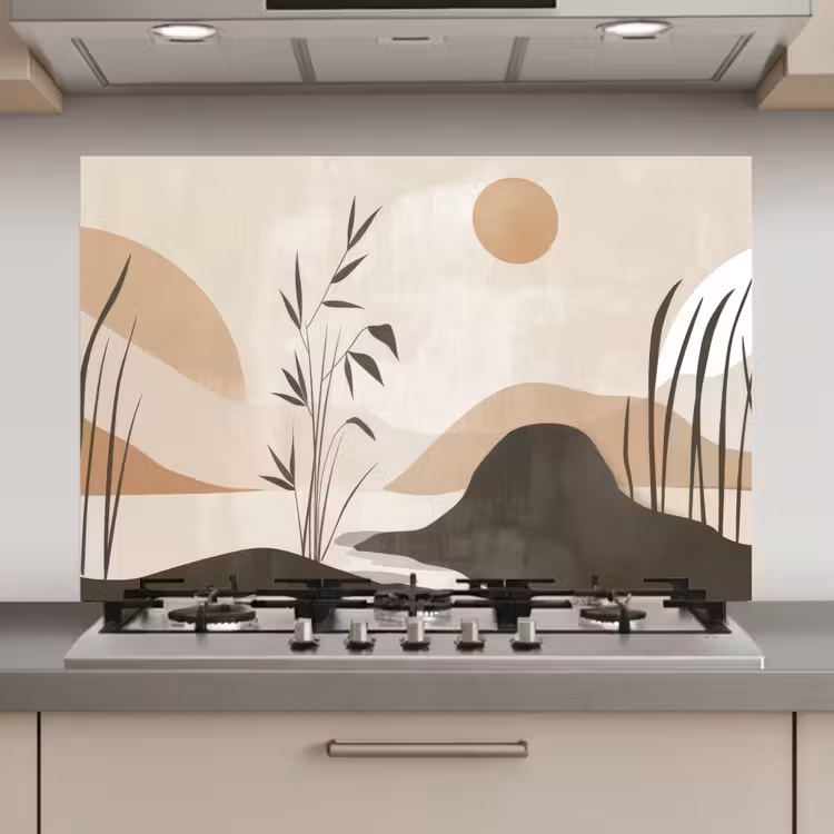 Japandi - Landschap - Beige keuken achterwand spatscherm klein -3d_website