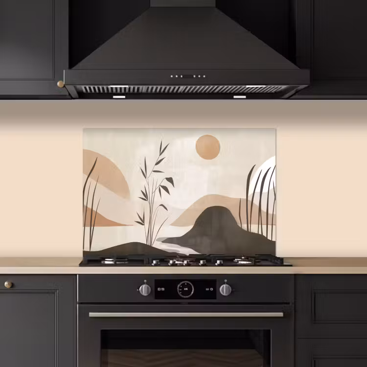 Japandi - Landschap - Beige keuken achterwand spatscherm klein -sfeer1
