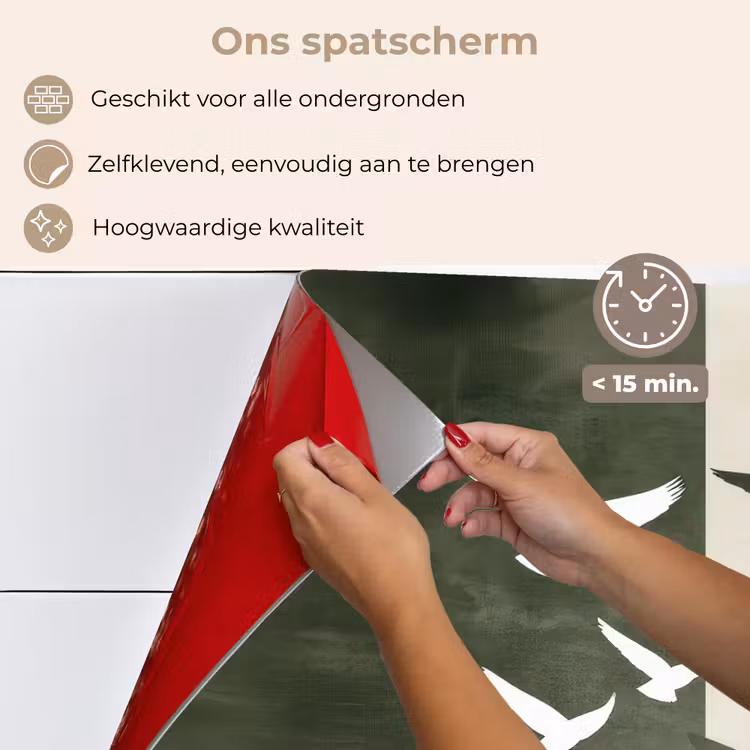 Japandi - Vogel - Groen keuken achterwand spatscherm klein -spatscherm_NL