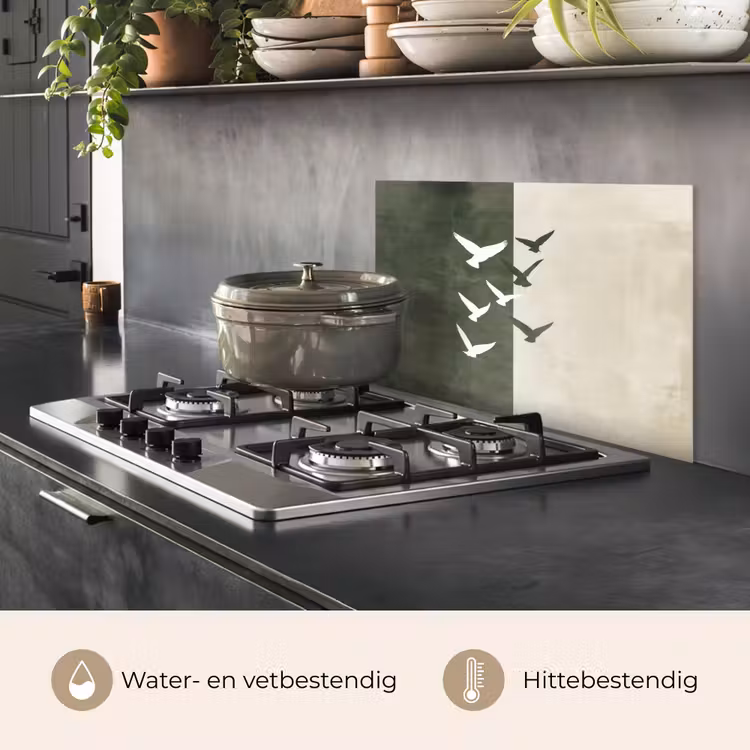 Japandi - Vogel - Groen keuken achterwand spatscherm klein -usp_NL