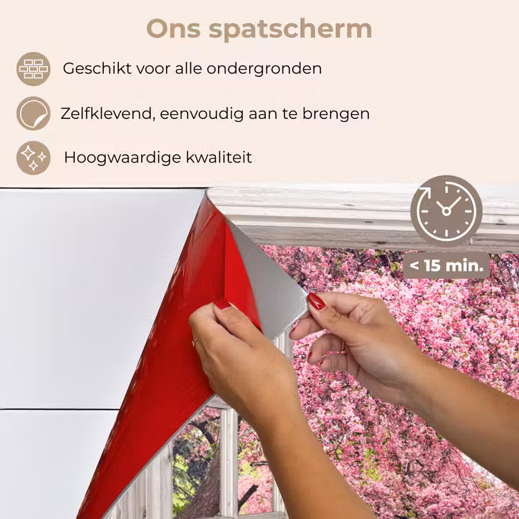 Japans - Sakura - Bloesem - Boom - Bloesem takken - Doorkijk keuken achterwand spatscherm klein -spatscherm_NL